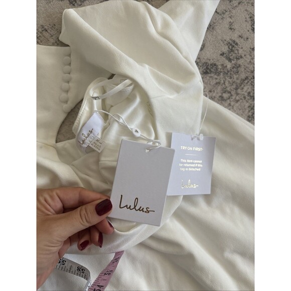 Lulus Eloquent Endearment White Long Sleeve Backless Maxi Dress Size XL Wedding - Picture 4 of 9